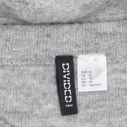 H&M Divided Women’s Grey Cable-Knit Crew Neck Jumper Size 14