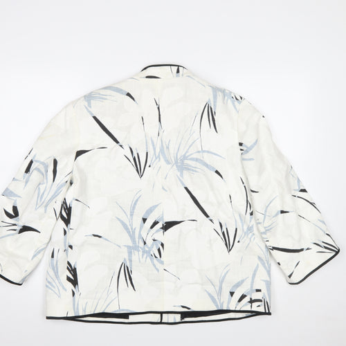 Zara Basic Women’s Ivory Blue Floral Cropped Blazer Size L