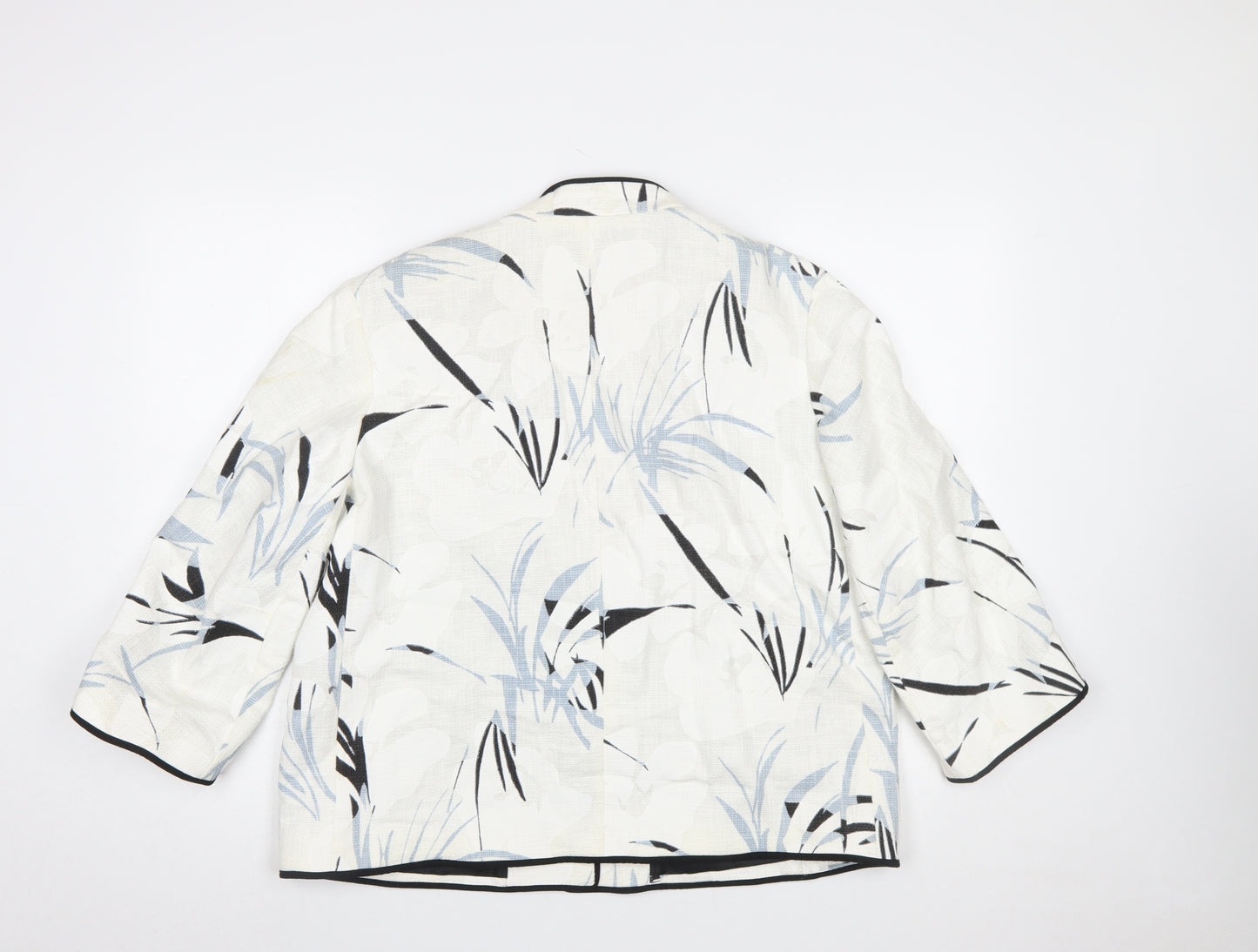 Zara Basic Women’s Ivory Blue Floral Cropped Blazer Size L