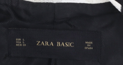 Zara Basic Women’s Ivory Blue Floral Cropped Blazer Size L