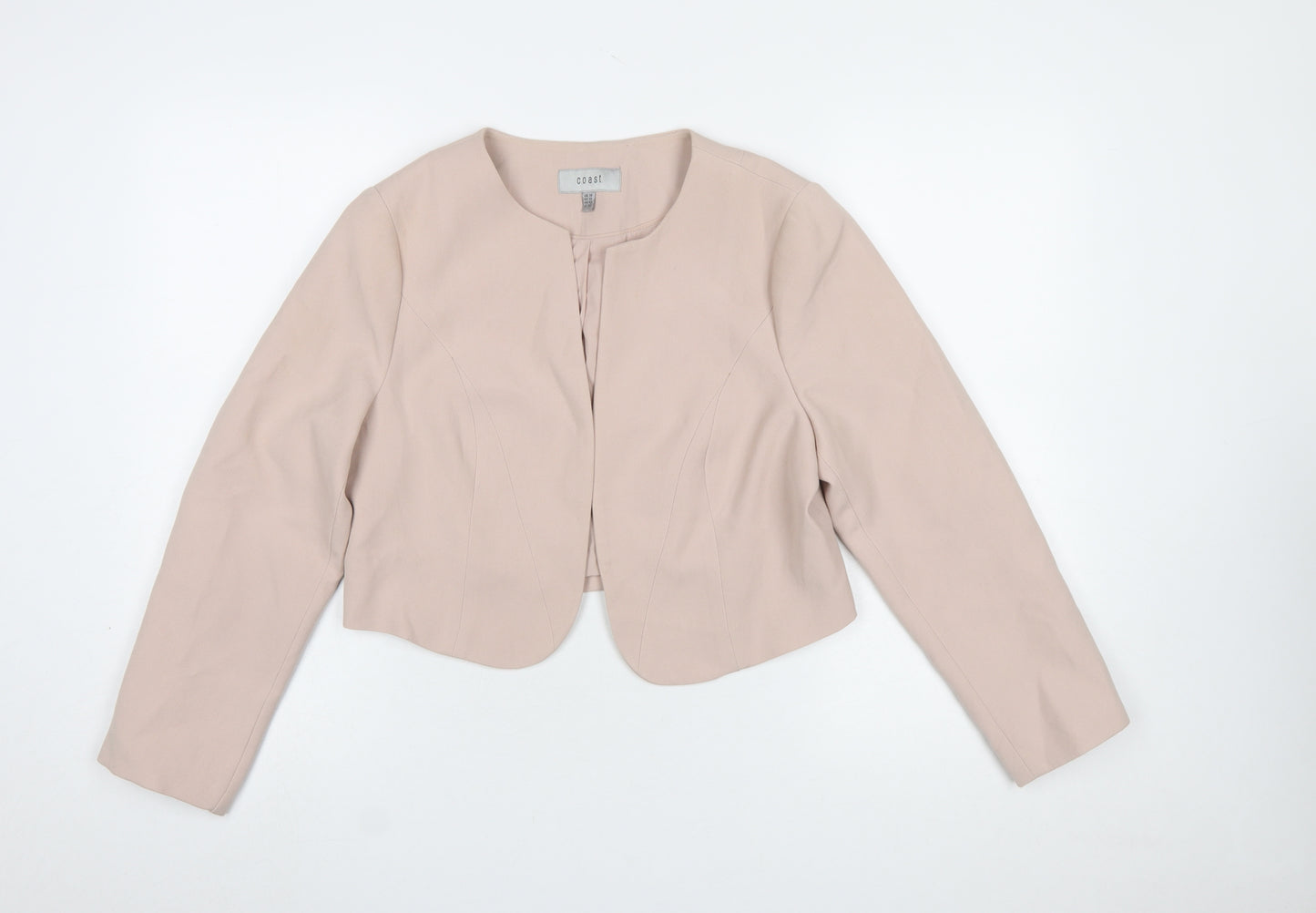 Coast Women’s Beige Cropped Suit Jacket UK 14 Classic Tailored Style