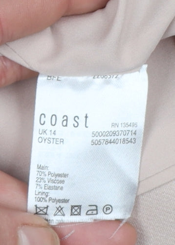 Coast Women’s Beige Cropped Suit Jacket UK 14 Classic Tailored Style