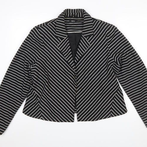 M&Co Women Black/Ivory Striped Single-Breasted Blazer Size 20