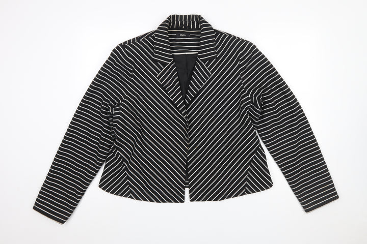 M&Co Women Black/Ivory Striped Single-Breasted Blazer Size 20