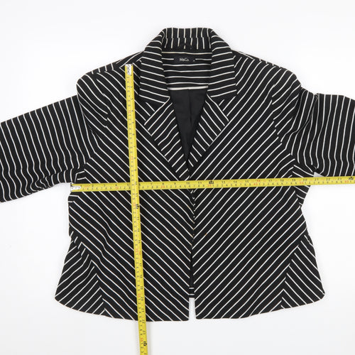 M&Co Women Black/Ivory Striped Single-Breasted Blazer Size 20