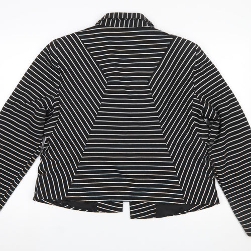 M&Co Women Black/Ivory Striped Single-Breasted Blazer Size 20