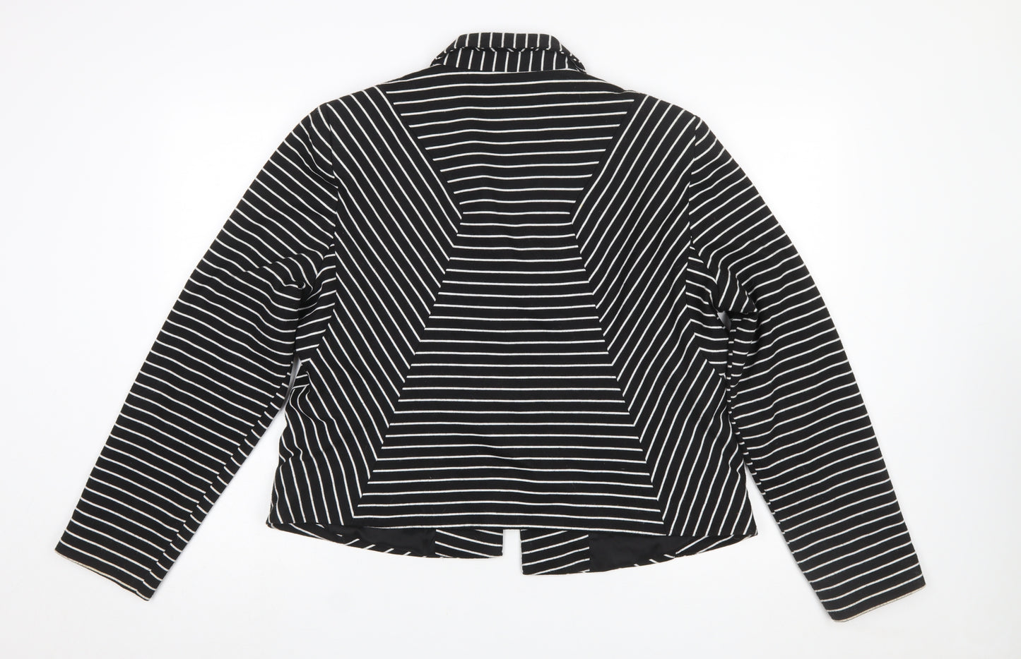 M&Co Women Black/Ivory Striped Single-Breasted Blazer Size 20