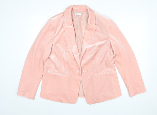 Damart Women Pink Velvet Look Blazer Jacket Size 18 Regular Fit