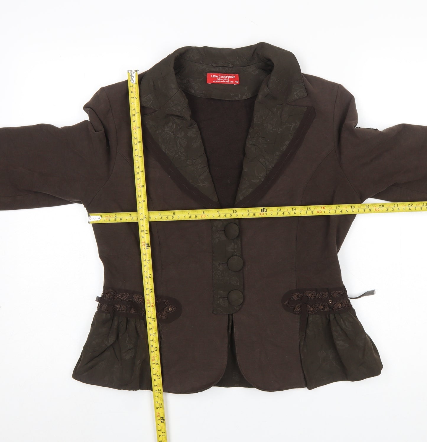 Lisa Campione Women’s Brown Tailored Cotton Blazer Size 12