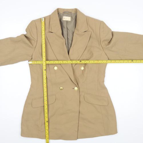 BHS Women’s Beige Wool Blend Double-Breasted Blazer Size 14