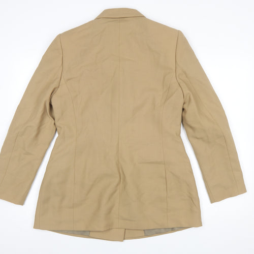 BHS Women’s Beige Wool Blend Double-Breasted Blazer Size 14