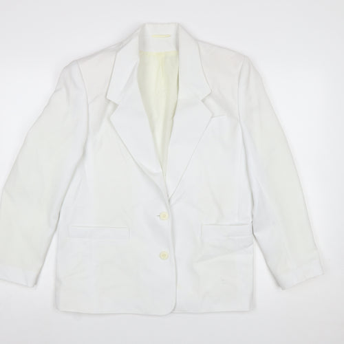 Littlewoods Women's White Polyester Blazer Size 12 Classic Suit Jacket