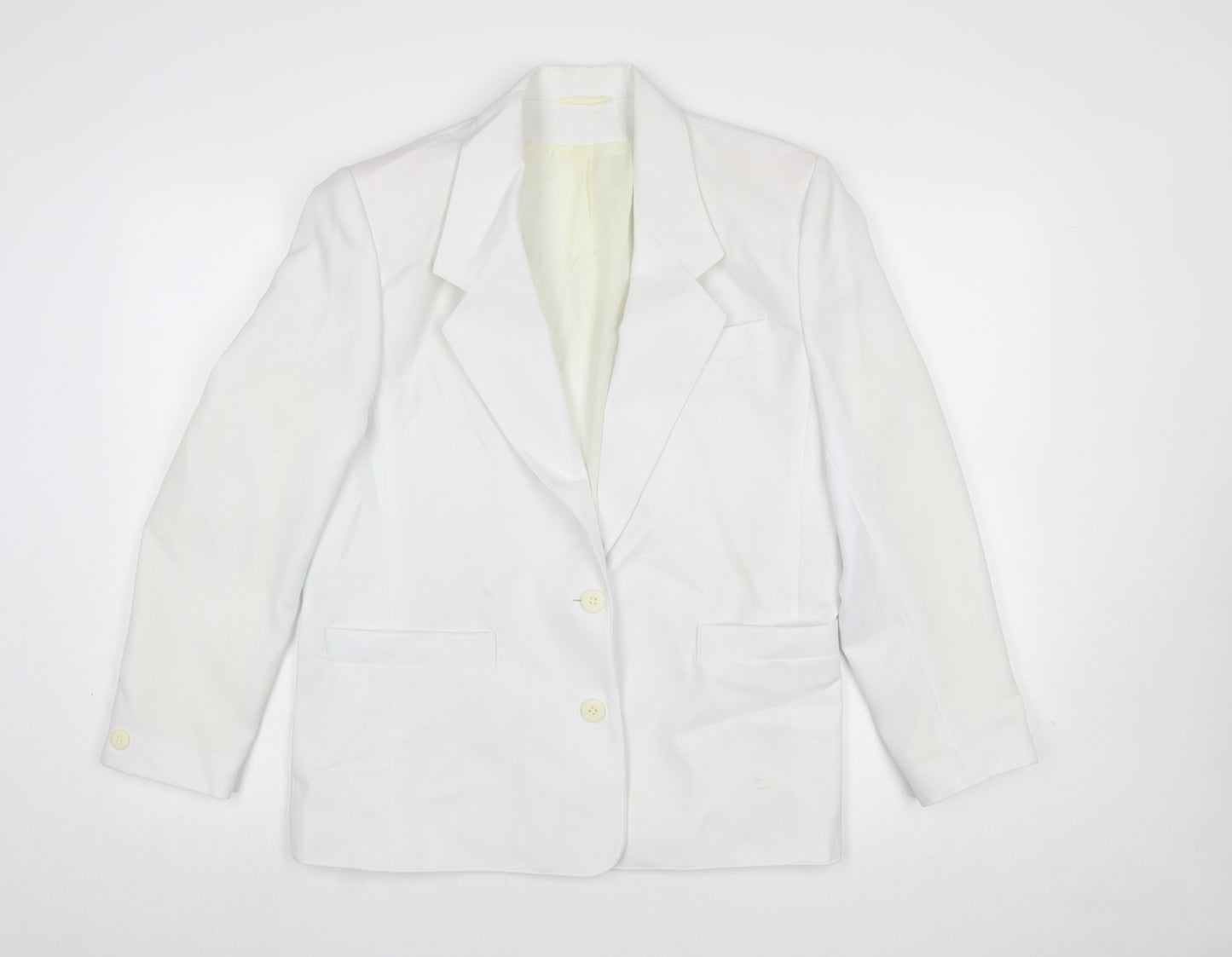 Littlewoods Women's White Polyester Blazer Size 12 Classic Suit Jacket