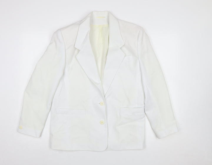 Littlewoods Women's White Polyester Blazer Size 12 Classic Suit Jacket