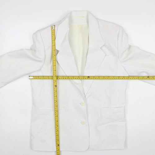 Littlewoods Women's White Polyester Blazer Size 12 Classic Suit Jacket