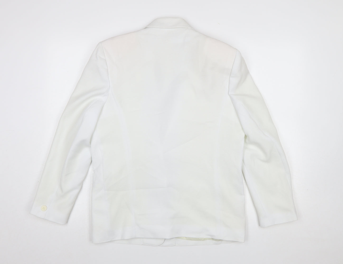 Littlewoods Women's White Polyester Blazer Size 12 Classic Suit Jacket