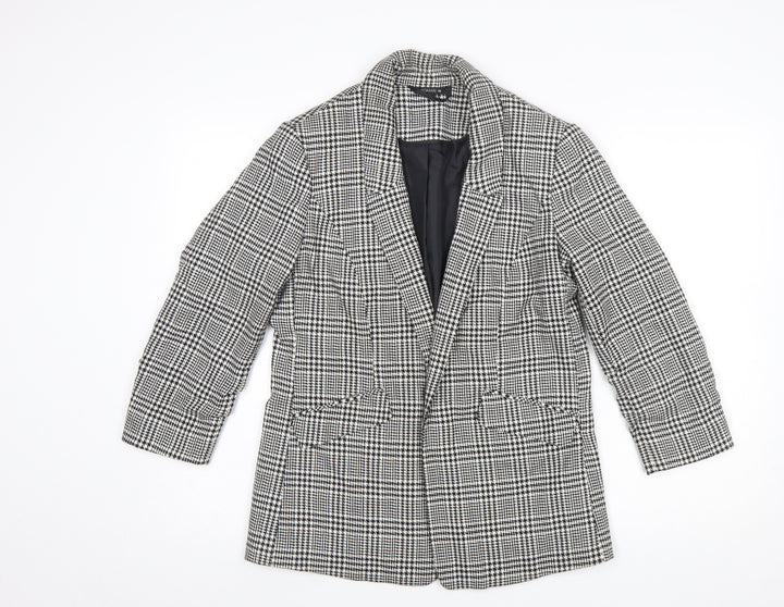 Roman Women’s Black Houndstooth Checked Blazer Jacket Size 10 Regular