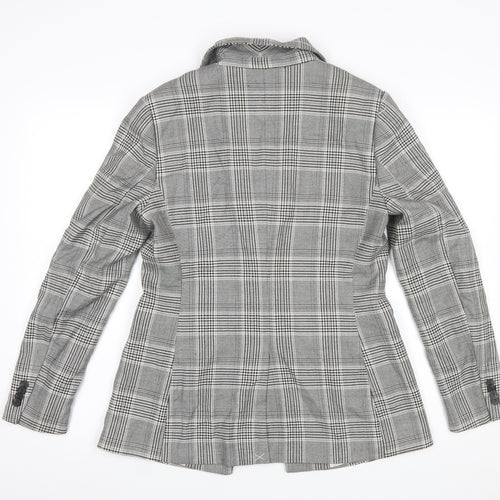 H&M Women’s Grey Check Single-Breasted Blazer UK 12 Polyester Blend
