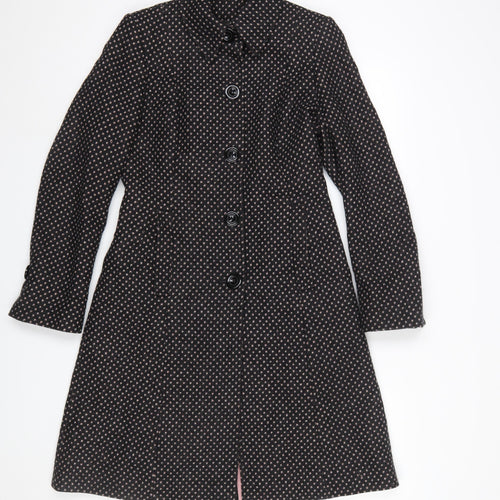 Next Women’s Black Petite Wool Overcoat Size 6 Long Classic Style