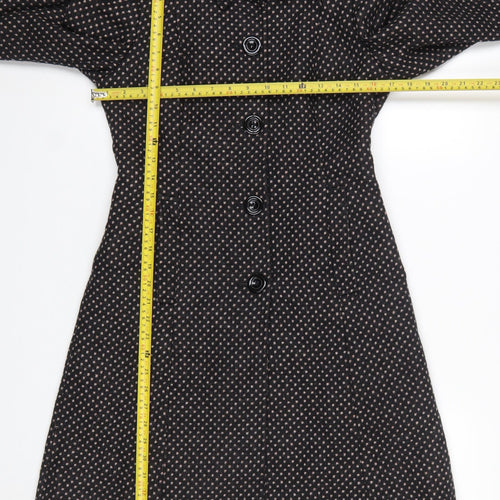 Next Women’s Black Petite Wool Overcoat Size 6 Long Classic Style