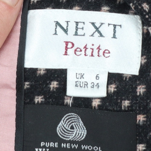 Next Women’s Black Petite Wool Overcoat Size 6 Long Classic Style