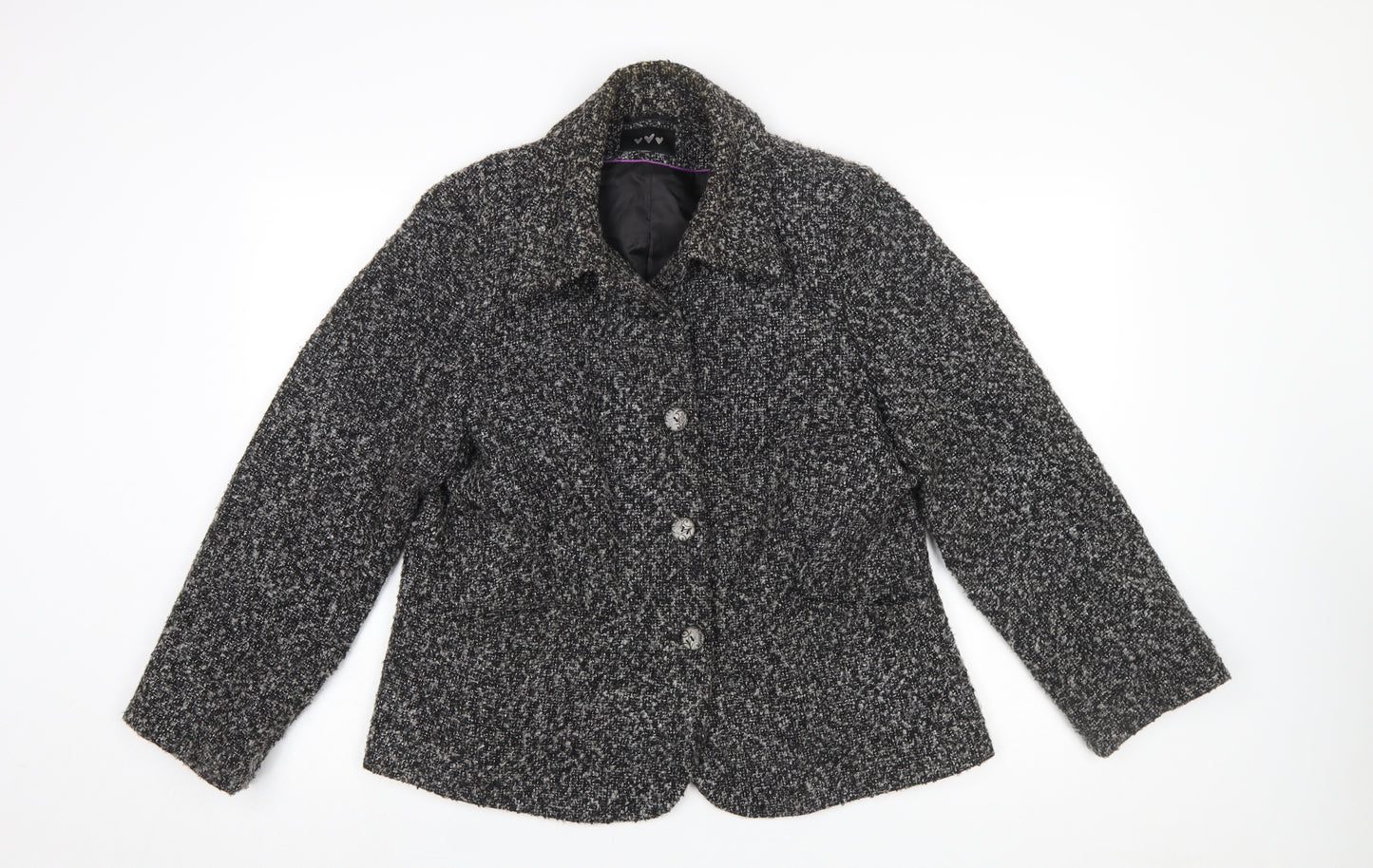 Marks and Spencer Per Una Women Black Bouclé Wool Blend Blazer Size 18