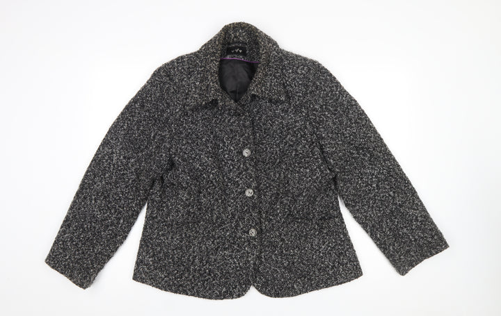 Marks and Spencer Per Una Women Black Bouclé Wool Blend Blazer Size 18