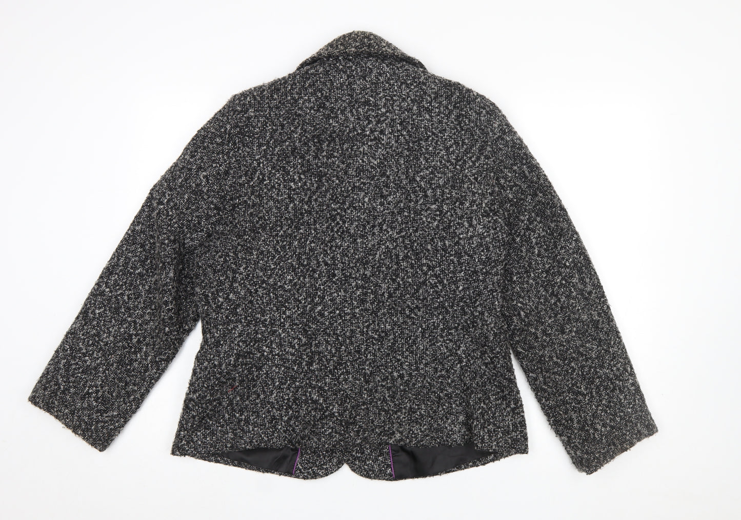 Marks and Spencer Per Una Women Black Bouclé Wool Blend Blazer Size 18