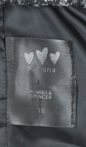 Marks and Spencer Per Una Women Black Bouclé Wool Blend Blazer Size 18