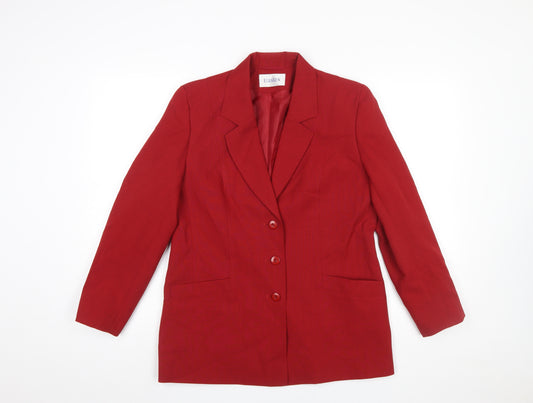 Eastex Women Red Size 10 Classic Single-Breasted Blazer