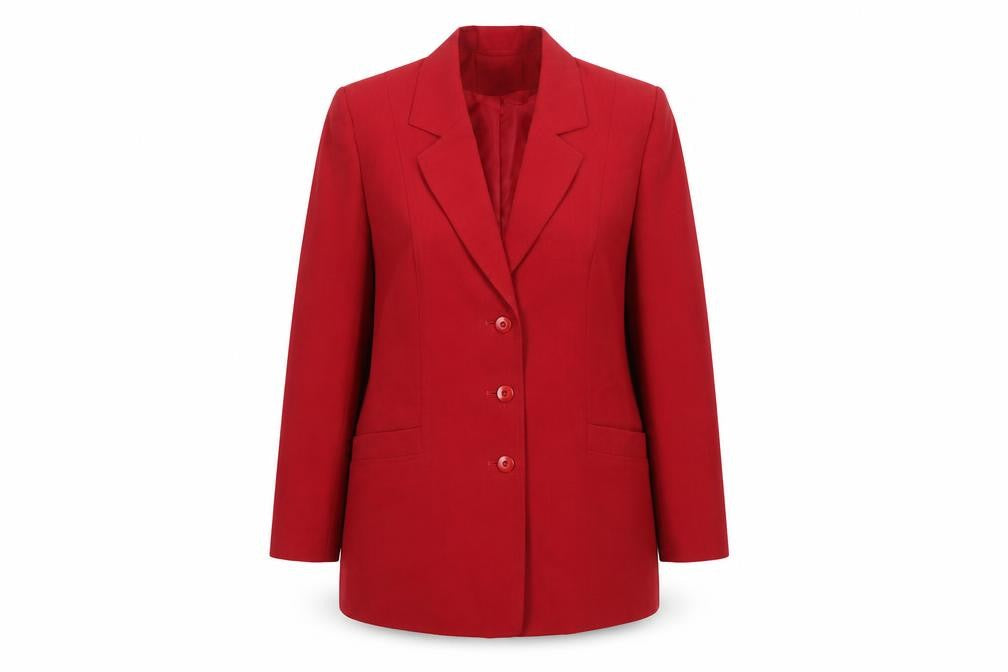 Front view of Eastex Women Red, size 10, Classic Single-Breasted Blazer