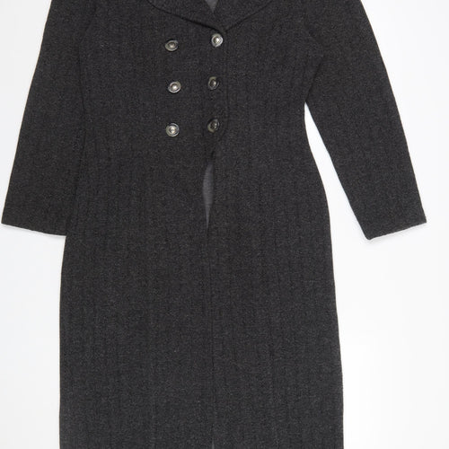 Farouche Women’s Grey Long Overcoat UK 14 Polyester Blend Classic Style