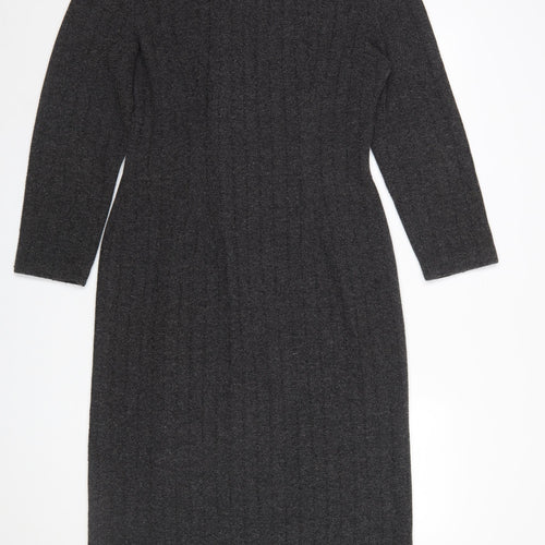 Farouche Women’s Grey Long Overcoat UK 14 Polyester Blend Classic Style