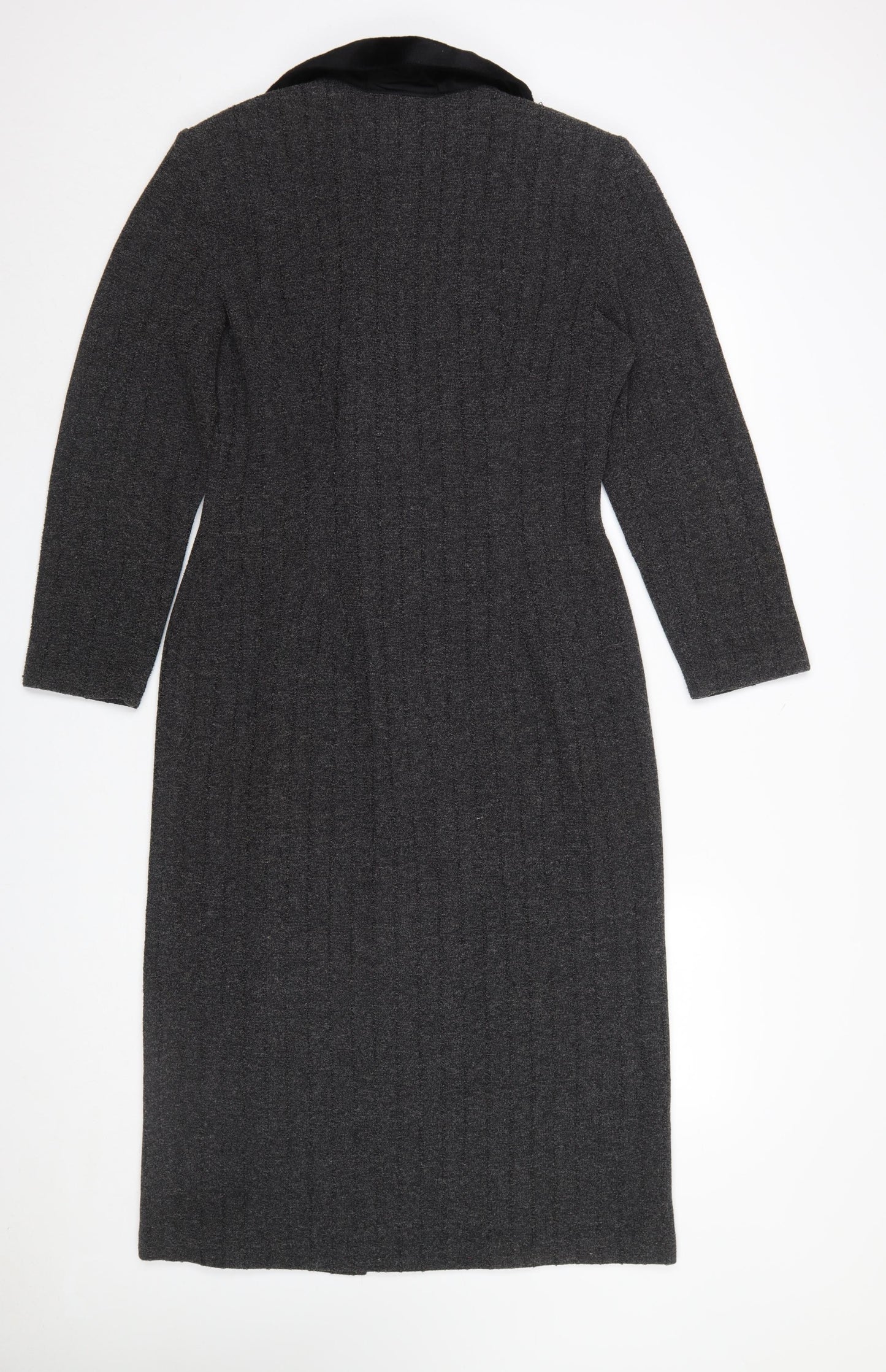 Farouche Women’s Grey Long Overcoat UK 14 Polyester Blend Classic Style