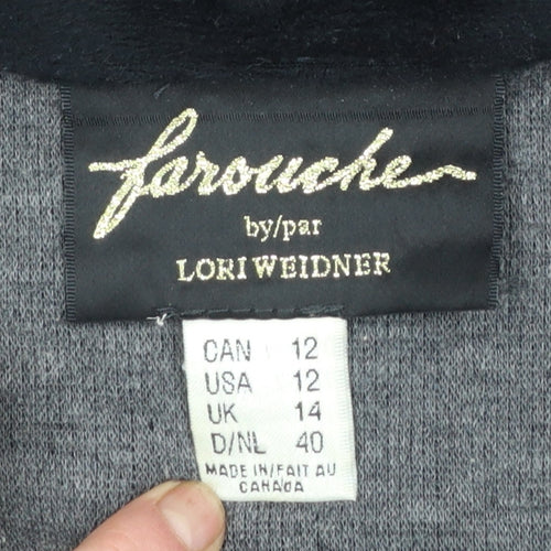 Farouche Women’s Grey Long Overcoat UK 14 Polyester Blend Classic Style