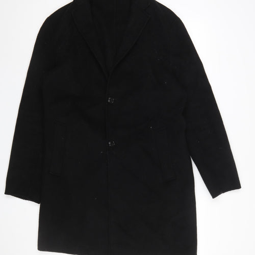 ZARA Women's Black Wool Blend Long Overcoat Size 12