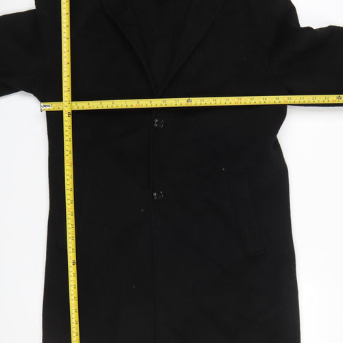 ZARA Women's Black Wool Blend Long Overcoat Size 12