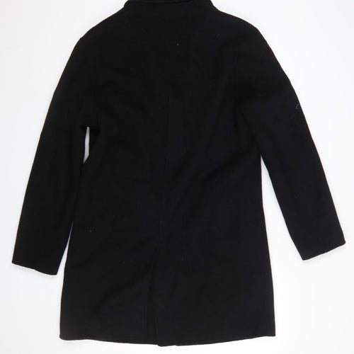 ZARA Women's Black Wool Blend Long Overcoat Size 12