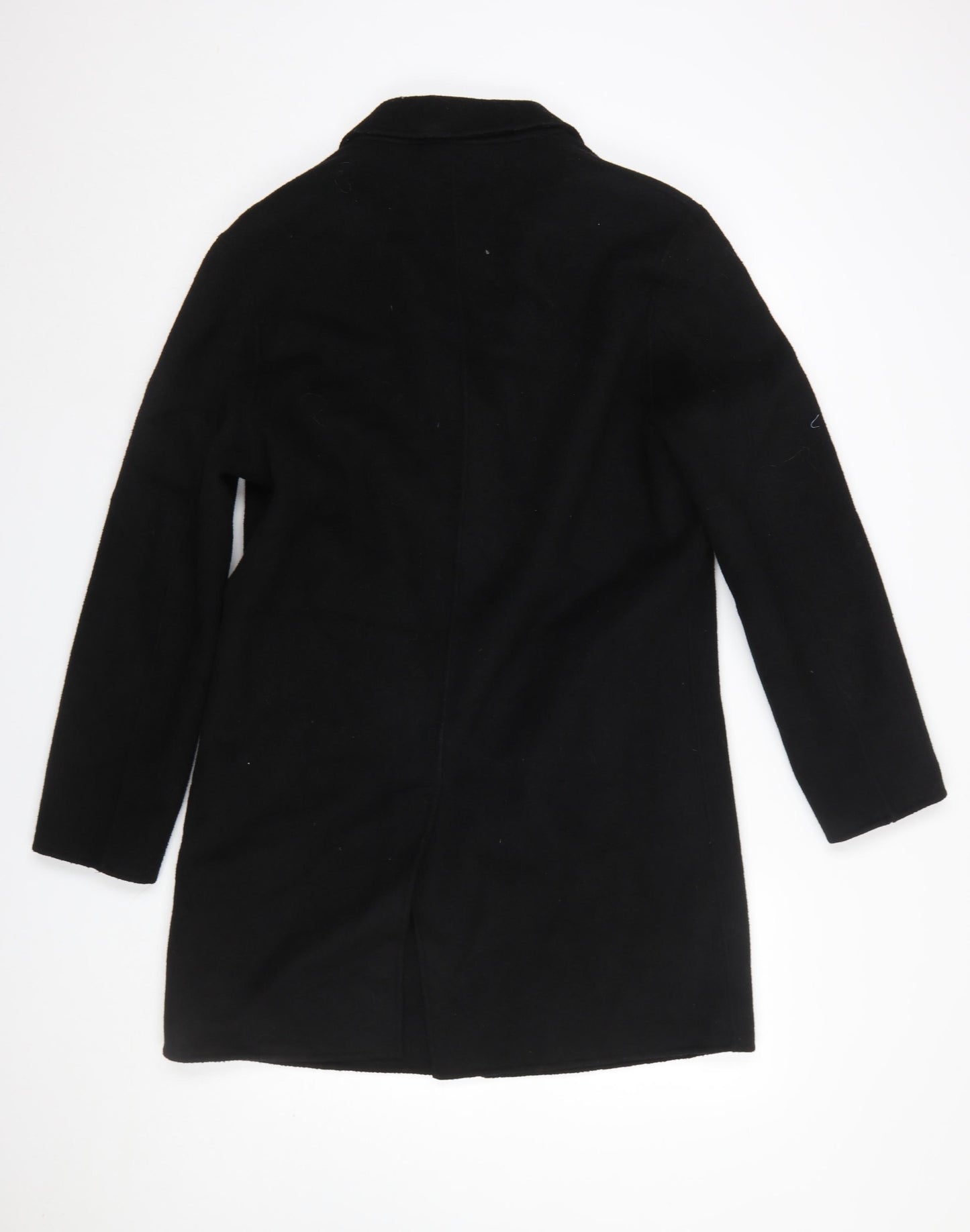 ZARA Women's Black Wool Blend Long Overcoat Size 12