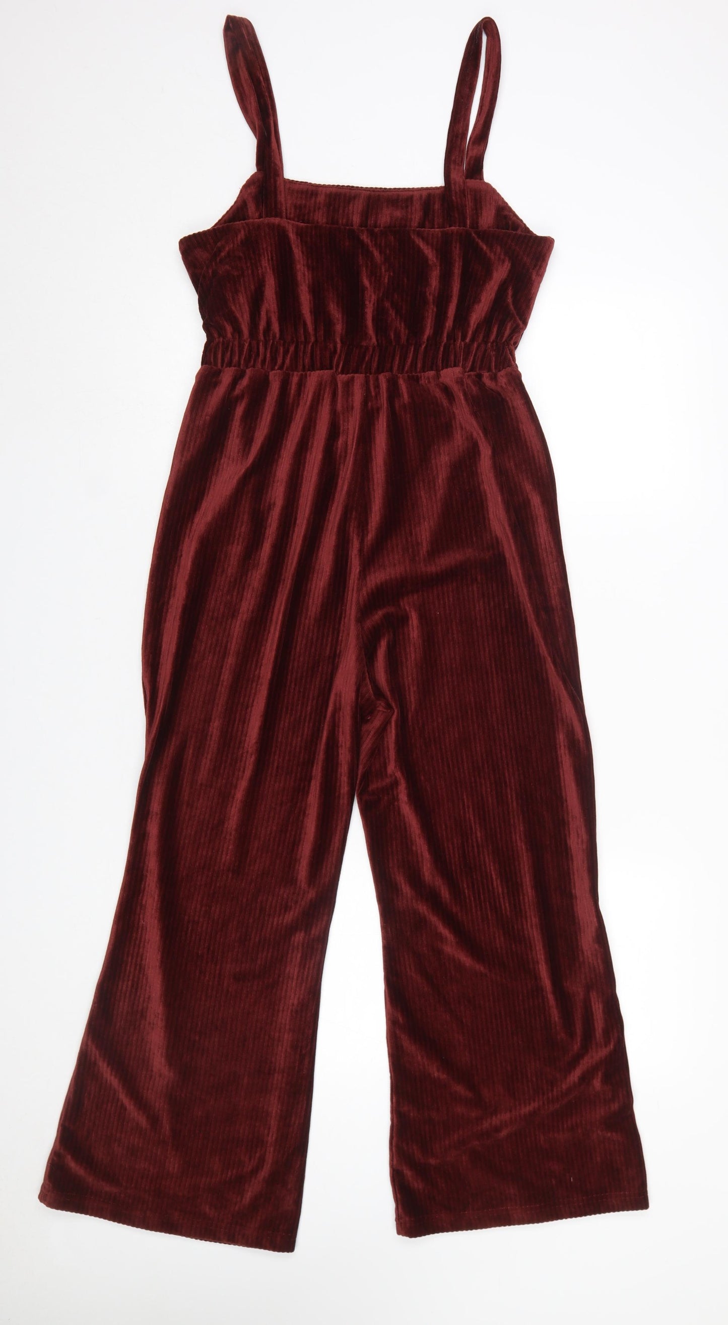 Emory Park Womens Burgundy Velvet Jumpsuit Size M Wide-Leg Strappy