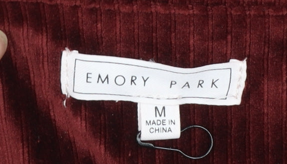 Emory Park Womens Burgundy Velvet Jumpsuit Size M Wide-Leg Strappy