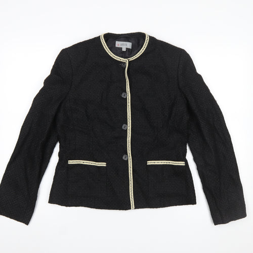 Marks and Spencer Women Black Size 12 Woven Lined Single Breasted Blazer