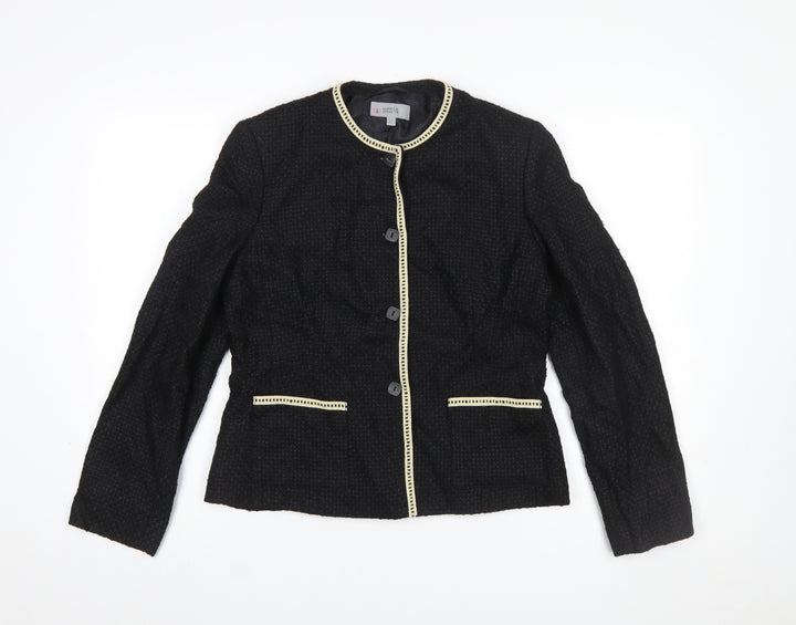 Marks and Spencer Women Black Size 12 Woven Lined Single Breasted Blazer