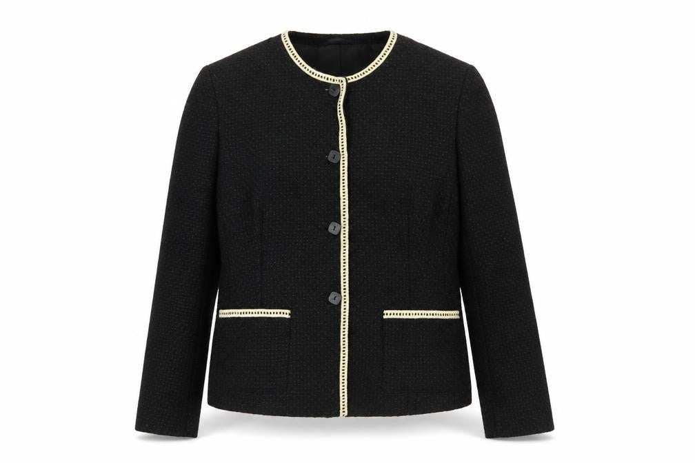 Front view of Marks & Spencer Women Black, size 12, Woven Lined Single Breasted Blazer