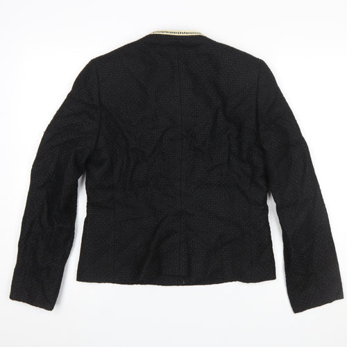 Marks and Spencer Women Black Size 12 Woven Lined Single Breasted Blazer