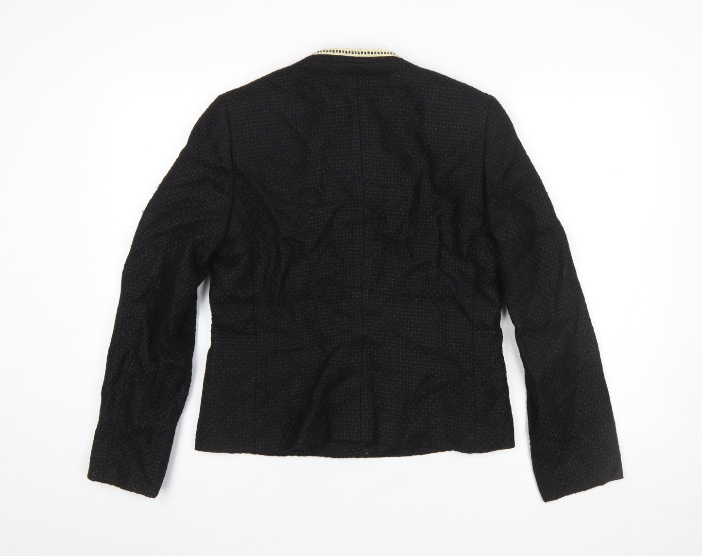 Marks and Spencer Women Black Size 12 Woven Lined Single Breasted Blazer