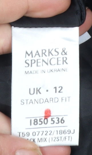 Marks and Spencer Women Black Size 12 Woven Lined Single Breasted Blazer