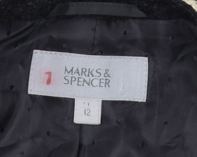 Marks and Spencer Women Black Size 12 Woven Lined Single Breasted Blazer