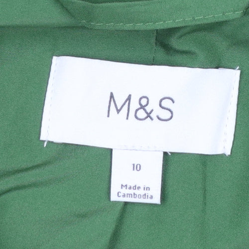 Marks and Spencer Women Green Size 10 Mid-Length Overcoat