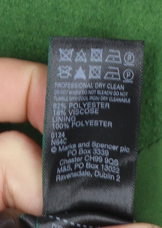 Marks and Spencer Women Green Size 10 Mid-Length Overcoat